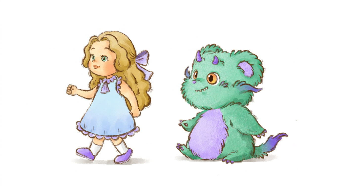 Froggles and Emi walking together — a sweet illustration from the book
